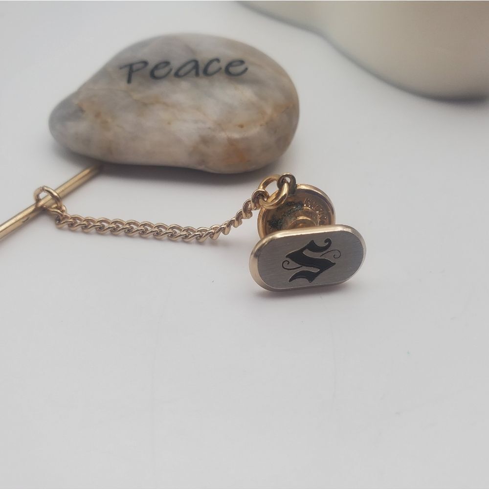 S monogram tie clip cufflink high fashion jewelry unisex